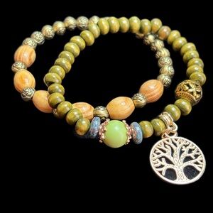 Tree of Life Beaded Stretch Bracelet